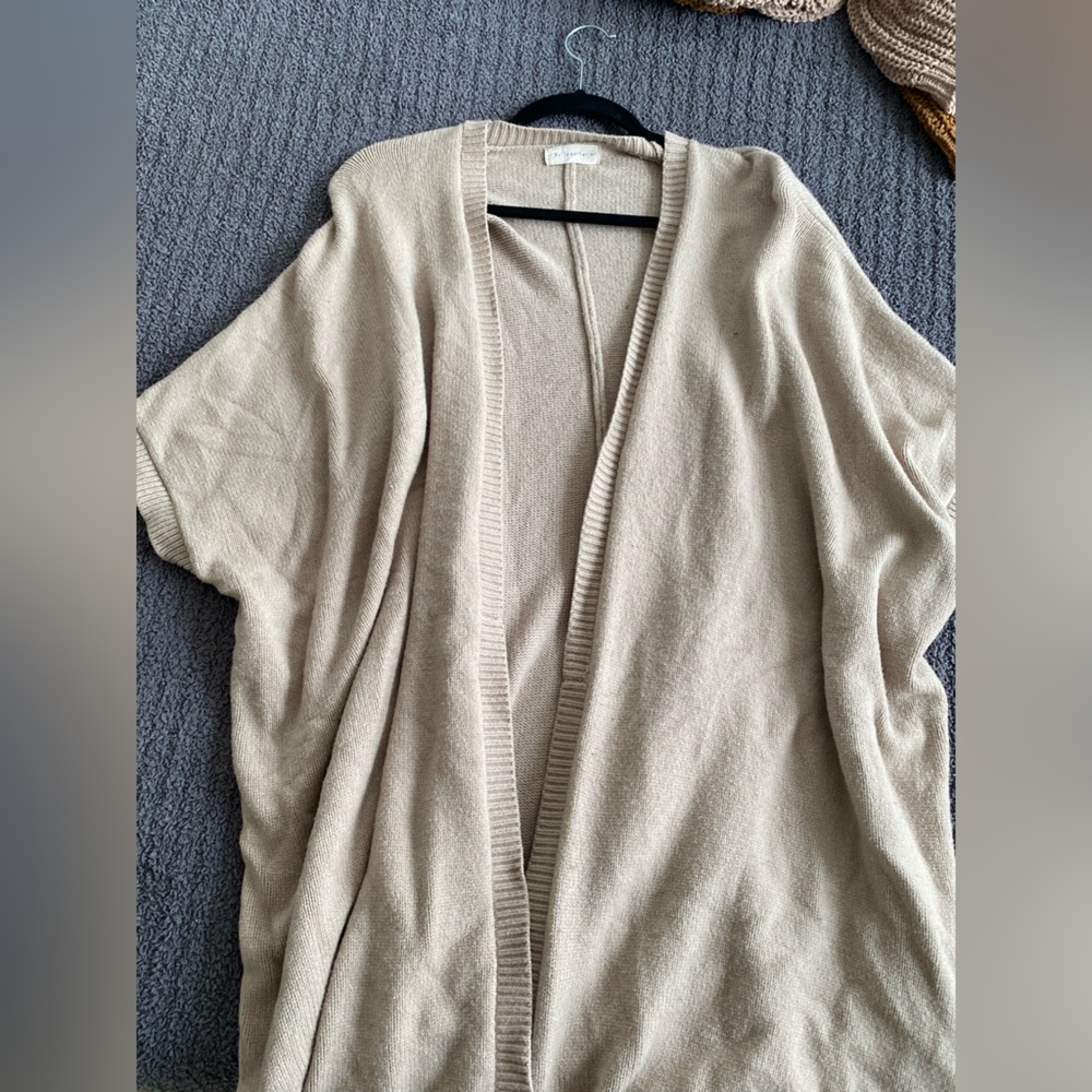 Light Beige Open Front Cardigan